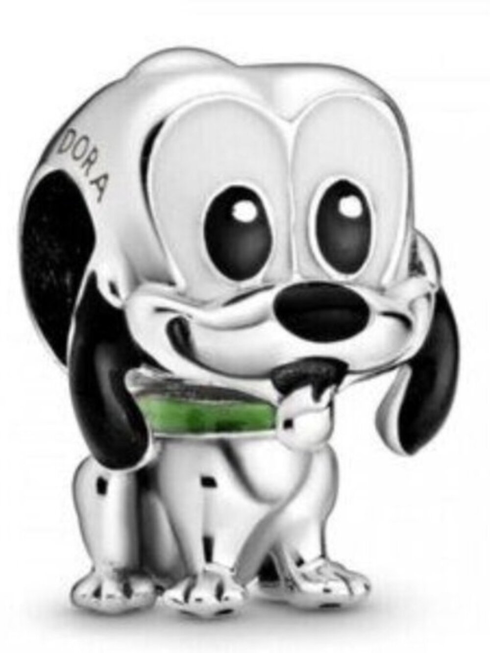 Pandora Silver Puppy Charm with Green Collar